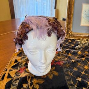 50’s Feathered Hair Accessory in Purple and Brown